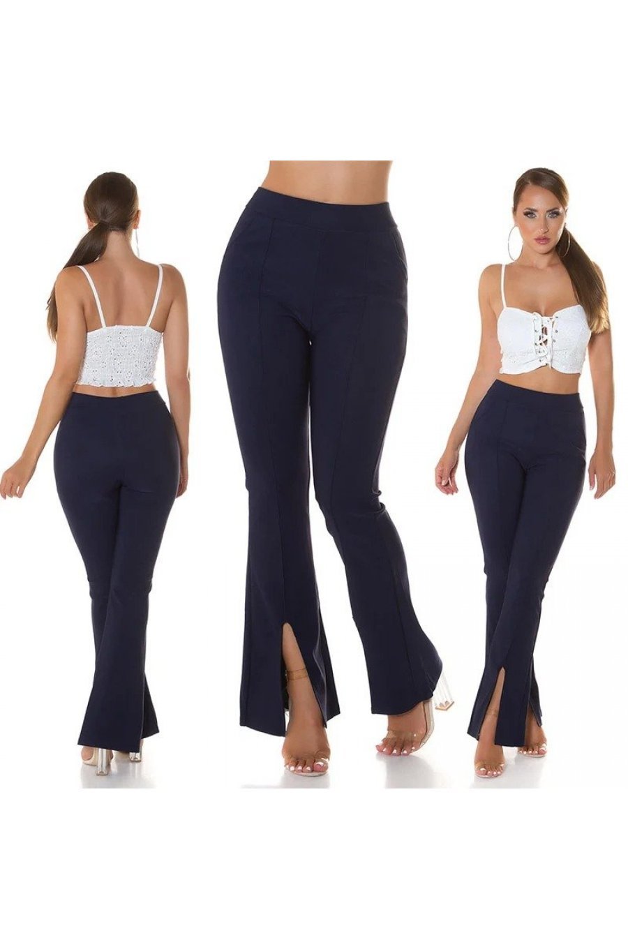 Pantaloni dama eleganti evazati bleumarin navy Verona Pantaloni dama eleganti evazati bleumarin navy Verona 5 - jojofashion.ro