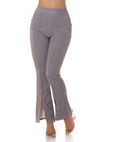 Pantaloni dama eleganti evazati gri Verona - jojofashion.ro