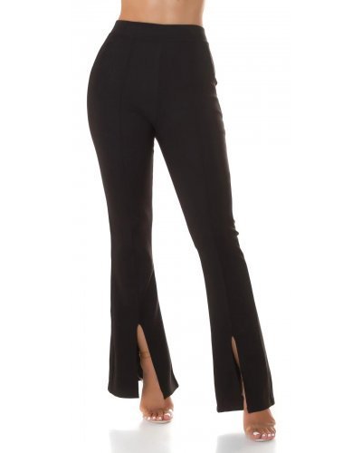 Pantaloni dama eleganti evazati negri Verona - jojofashion.ro