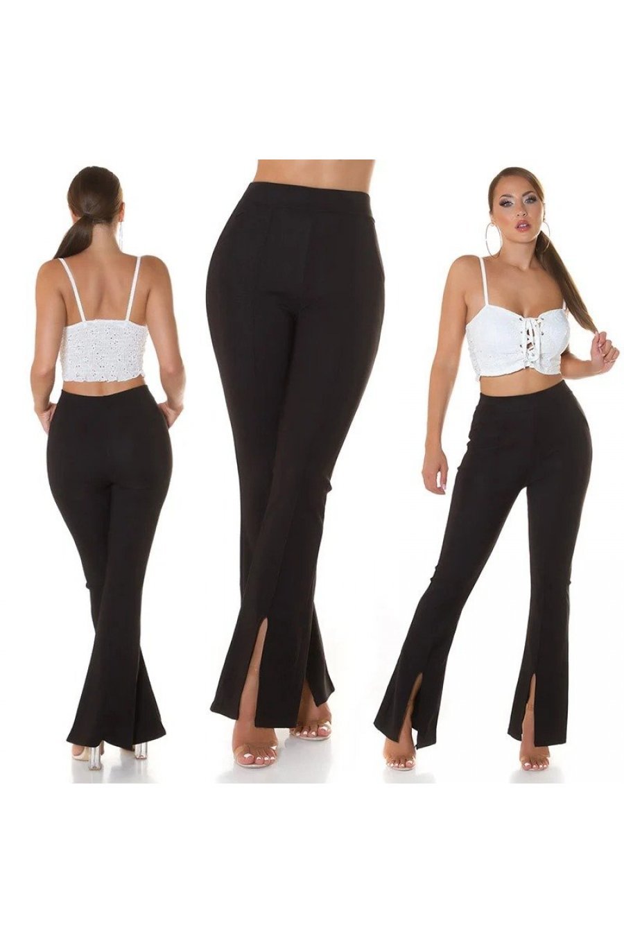 Pantaloni dama eleganti evazati negri Verona Pantaloni dama eleganti evazati negri Verona 5 - jojofashion.ro