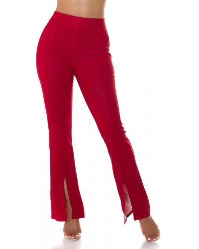 Pantaloni dama eleganti evazati rosii Verona - jojofashion.ro