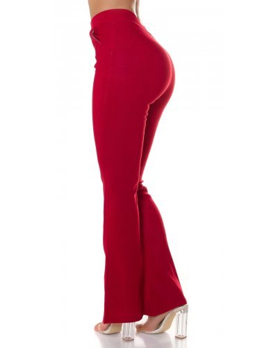 Pantaloni dama eleganti evazati rosii Verona - jojofashion.ro