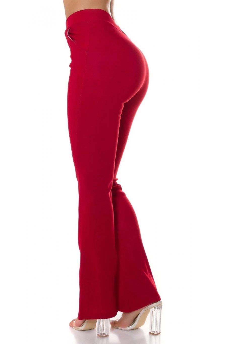 Pantaloni dama eleganti evazati rosii Verona 2 - jojofashion.ro