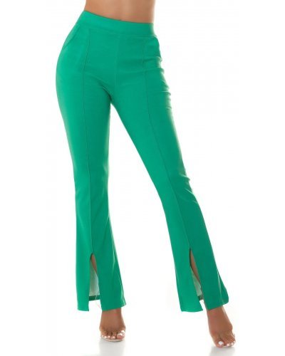 Pantaloni dama eleganti evazati verzi Verona - jojofashion.ro
