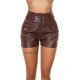 Pantaloni dama casual, scurti, maro, piele eco, cu talia inalta, Matilda 6 - jojofashion.ro