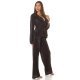 Tinuta din doua piese, neagra, pantaloni evazati si bluza petrecuta, Milestiba 3 - jojofashion.ro