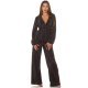 Tinuta din doua piese, neagra, pantaloni evazati si bluza petrecuta, Milestiba 5 - jojofashion.ro