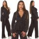 Tinuta din doua piese, neagra, pantaloni evazati si bluza petrecuta, Milestiba 6 - jojofashion.ro