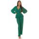 Tinuta din doua piese, verde, pantaloni evazati si bluza petrecuta, Milestiba 4 - jojofashion.ro