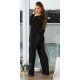 Set pantaloni evazati si camasa, oversize, negru, Reyhan Set pantaloni evazati si camasa, oversize, negru, Reyhan 3 - jojofashion.ro