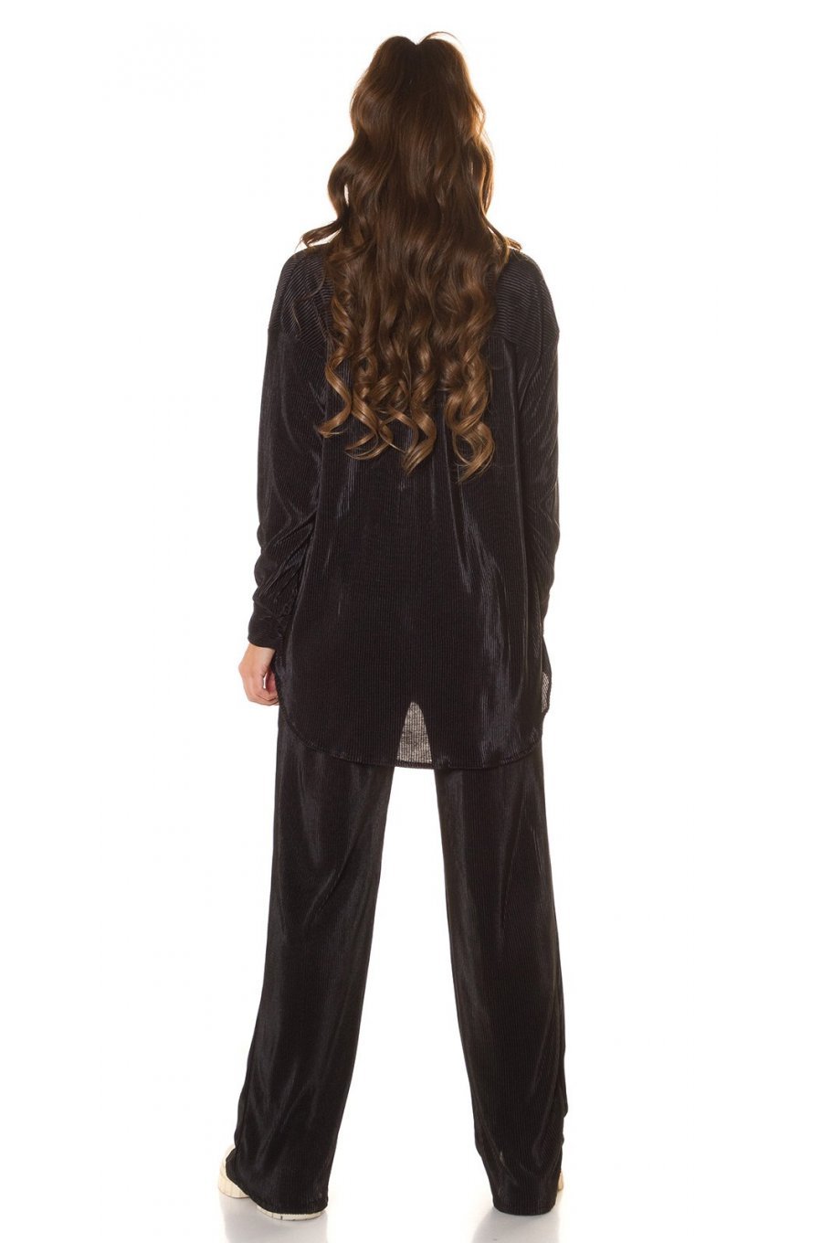 Set pantaloni evazati si camasa, oversize, negru, Reyhan Set pantaloni evazati si camasa, oversize, negru, Reyhan 7 - jojofashion.ro