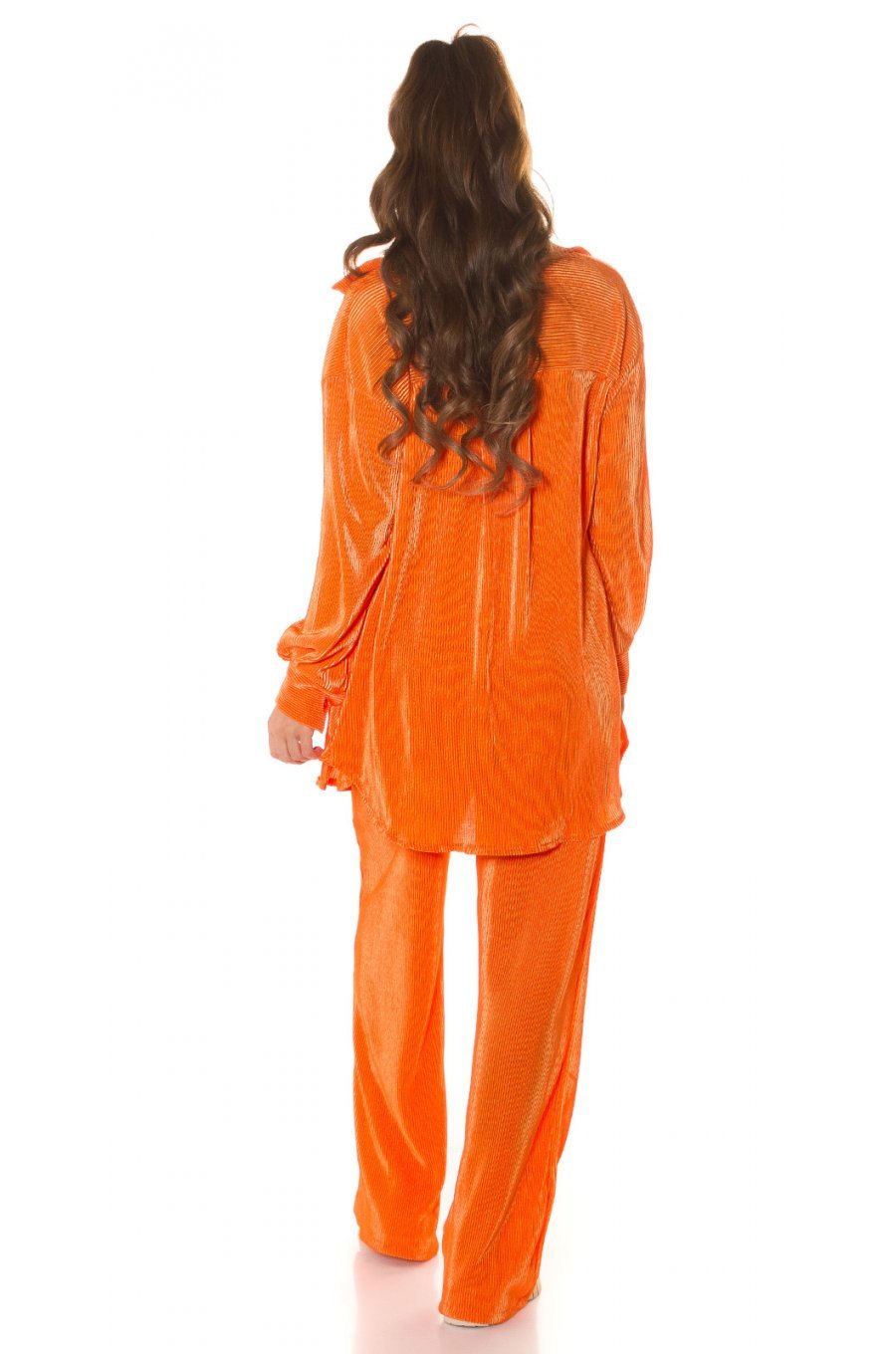 Set pantaloni evazati si camasa, oversize, orange, Reyhan Set pantaloni evazati si camasa, oversize, orange, Reyhan 6 - jojofashion.ro