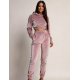 Trening dama, crop top, catifea, roz pudra Gyssa 2 - jojofashion.ro