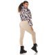 Pantaloni dama sport bej, din bumbac, cu talia inalta, Itana 5 - jojofashion.ro
