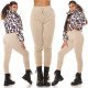 Pantaloni dama sport bej, din bumbac, cu talia inalta, Itana 8 - jojofashion.ro