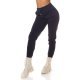 Pantaloni dama sport bleumarin, din bumbac, cu talia inalta, Itana 2 - jojofashion.ro