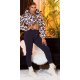 Pantaloni dama sport bleumarin, din bumbac, cu talia inalta, Itana 5 - jojofashion.ro