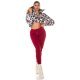 Pantaloni dama sport burgundy, din bumbac, cu talia inalta, Itana 6 - jojofashion.ro
