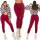 Pantaloni dama sport burgundy, din bumbac, cu talia inalta, Itana 7 - jojofashion.ro