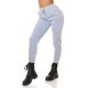 Pantaloni dama sport gri, din bumbac, cu talia inalta, Itana 2 - jojofashion.ro