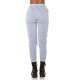 Pantaloni dama sport gri, din bumbac, cu talia inalta, Itana 3 - jojofashion.ro