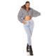 Pantaloni dama sport gri, din bumbac, cu talia inalta, Itana 4 - jojofashion.ro