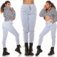 Pantaloni dama sport gri, din bumbac, cu talia inalta, Itana 8 - jojofashion.ro