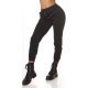 Pantaloni dama sport negri, din bumbac, cu talia inalta, Itana 2 - jojofashion.ro
