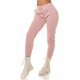 Pantaloni dama sport roz, din bumbac, cu talia inalta, Itana 2 - jojofashion.ro