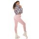 Pantaloni dama sport roz, din bumbac, cu talia inalta, Itana 5 - jojofashion.ro