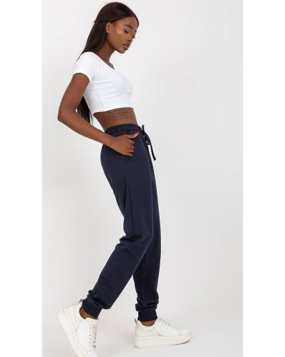 Pantaloni trening dama, Pantaloni dama trening, bleumarin, din bumbac, Malinda - jojofashion.ro
