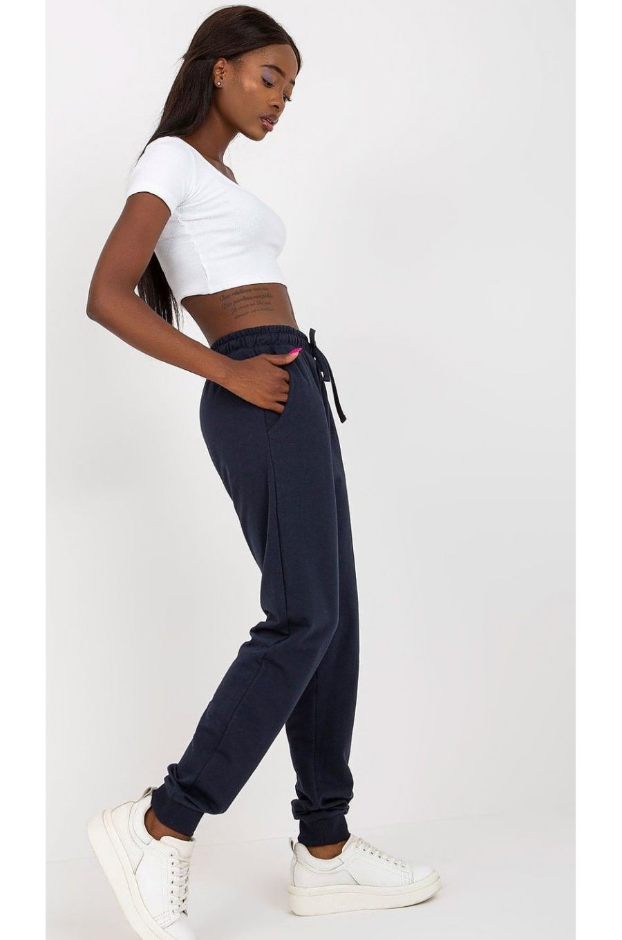Pantaloni dama trening, bleumarin, din bumbac, Malinda Pantaloni dama trening, bleumarin, din bumbac, Malinda 2 - jojofashion.ro