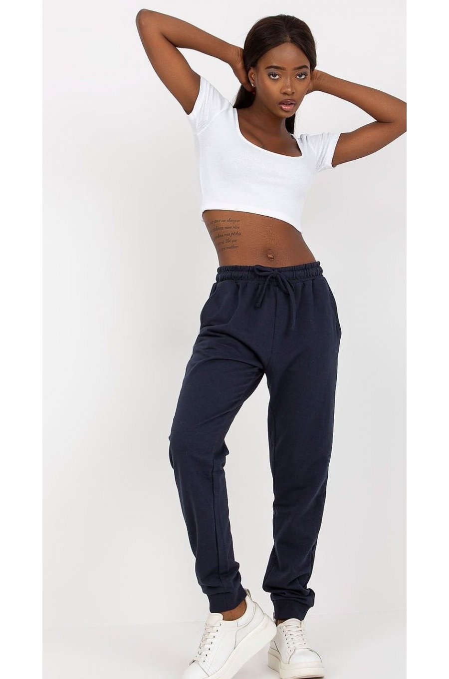 Pantaloni dama trening, bleumarin, din bumbac, Malinda Pantaloni dama trening, bleumarin, din bumbac, Malinda 3 - jojofashion.ro