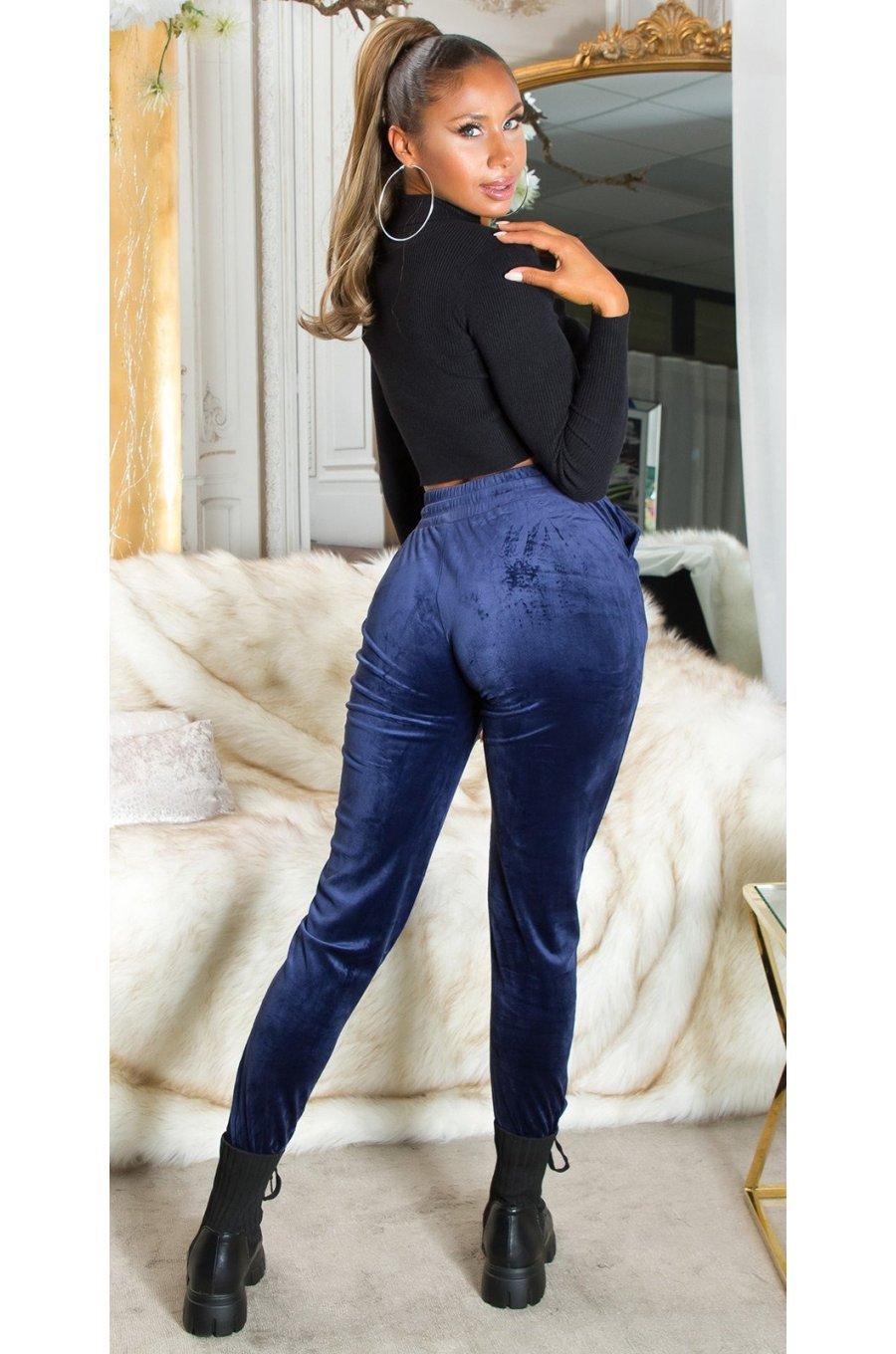 Pantaloni dama trening, bleumarin navy, plusati, jogger, Jill Pantaloni dama trening, bleumarin navy, plusati, jogger, Jill 4 - jojofashion.ro