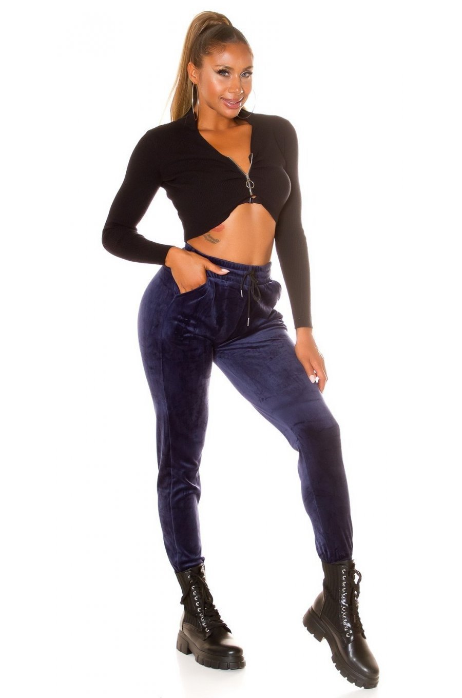 Pantaloni dama trening, bleumarin navy, plusati, jogger, Jill Pantaloni dama trening, bleumarin navy, plusati, jogger, Jill 5 - jojofashion.ro