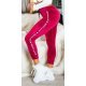 Pantaloni dama trening, burgundy, din catifea, cu dunga alba, Meribeth 2 - jojofashion.ro