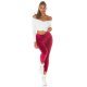 Pantaloni dama trening, burgundy, din catifea, cu dunga alba, Meribeth 7 - jojofashion.ro