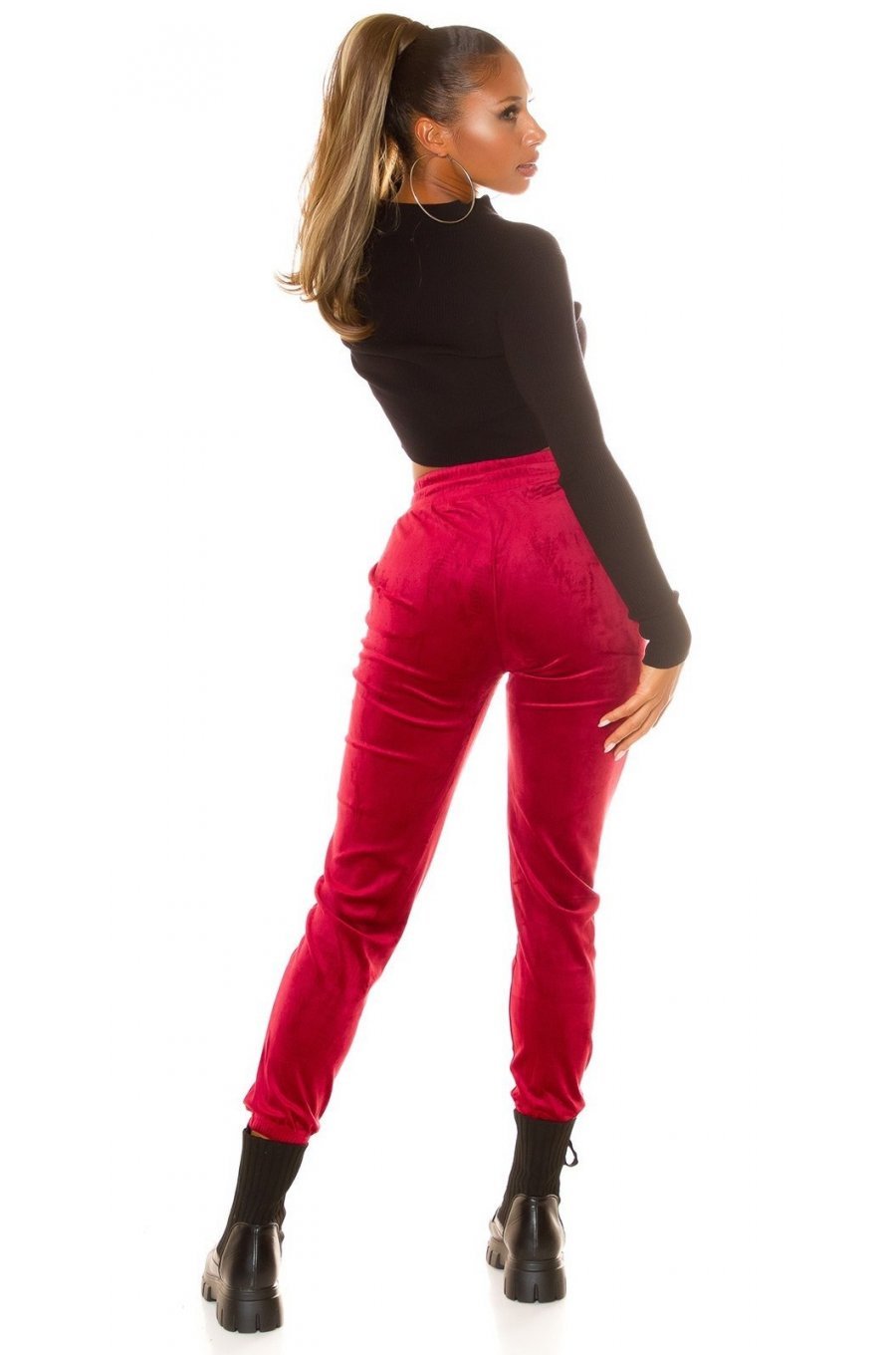 Pantaloni dama trening, burgundy, plusati, jogger, Jill Pantaloni dama trening, burgundy, plusati, jogger, Jill 6 - jojofashion.ro