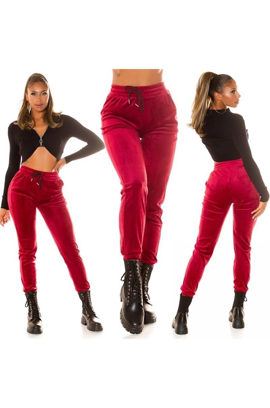 Pantaloni dama trening, burgundy, plusati, jogger, Jill Pantaloni dama trening, burgundy, plusati, jogger, Jill 7 - jojofashion.ro