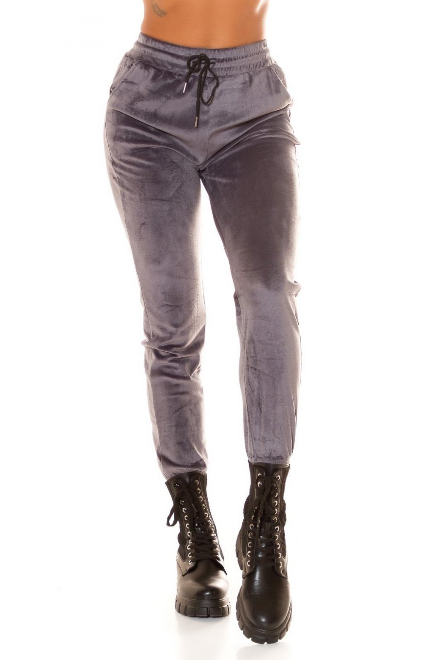 Pantaloni dama trening, gri, plusati, jogger, Jill Pantaloni dama trening, gri, plusati, jogger, Jill 1 - jojofashion.ro