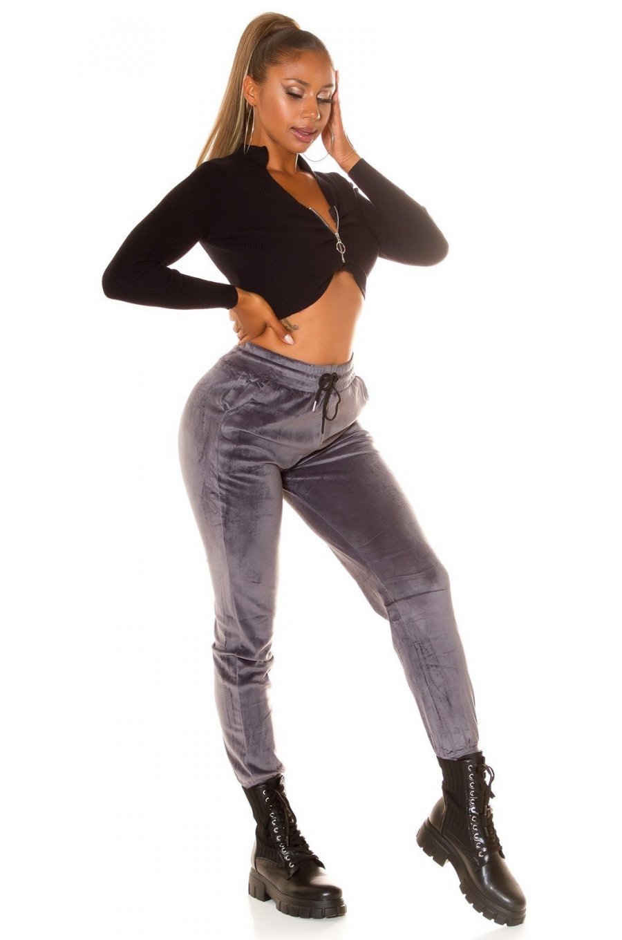 Pantaloni dama trening, gri, plusati, jogger, Jill Pantaloni dama trening, gri, plusati, jogger, Jill 6 - jojofashion.ro