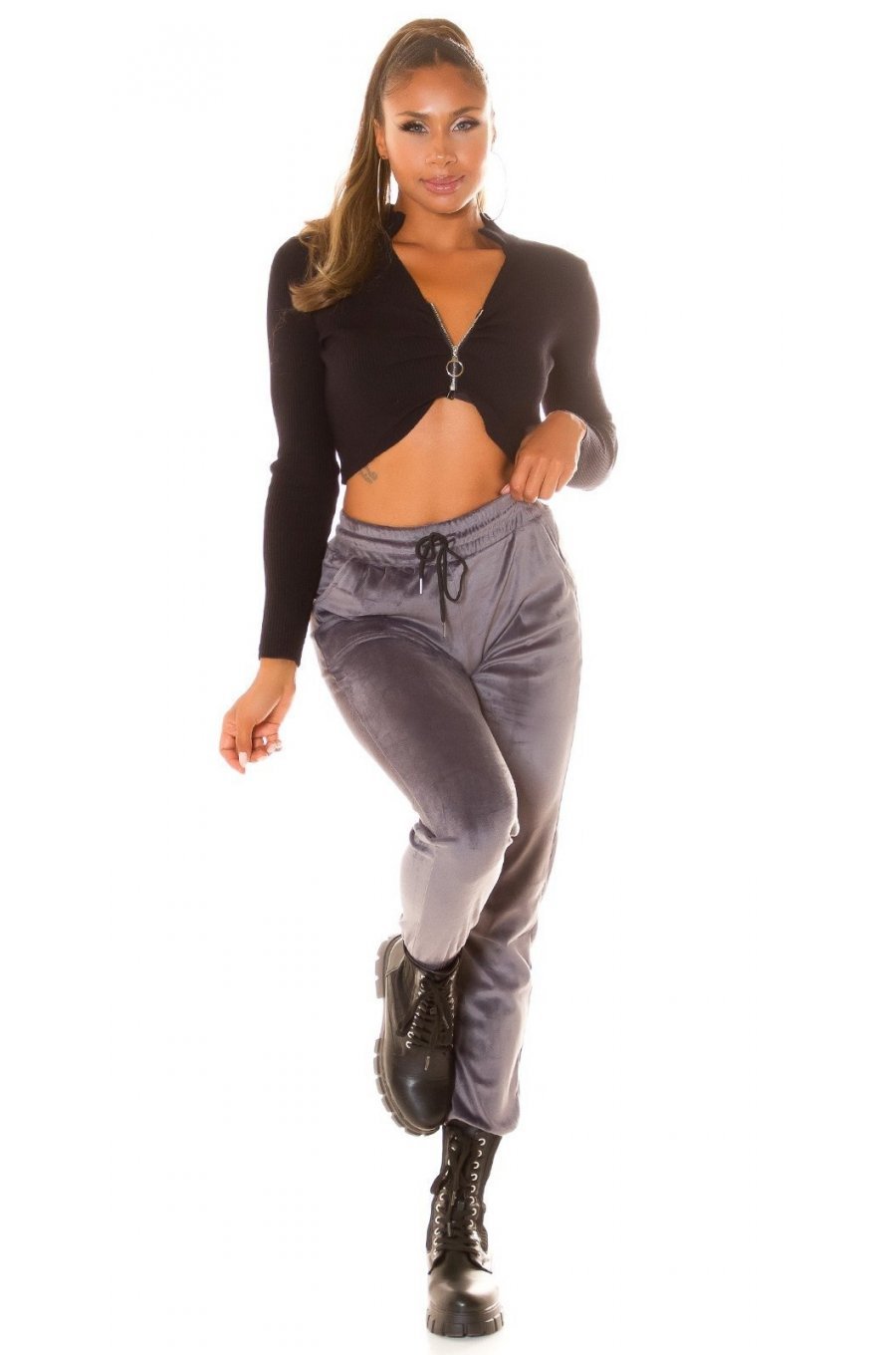 Pantaloni dama trening, gri, plusati, jogger, Jill Pantaloni dama trening, gri, plusati, jogger, Jill 7 - jojofashion.ro