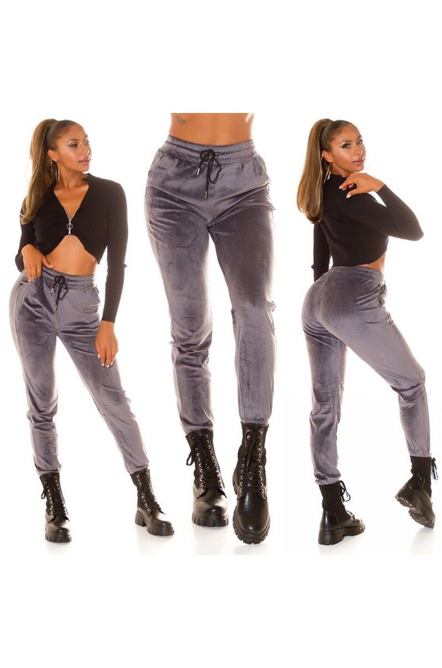Pantaloni dama trening, gri, plusati, jogger, Jill Pantaloni dama trening, gri, plusati, jogger, Jill 8 - jojofashion.ro