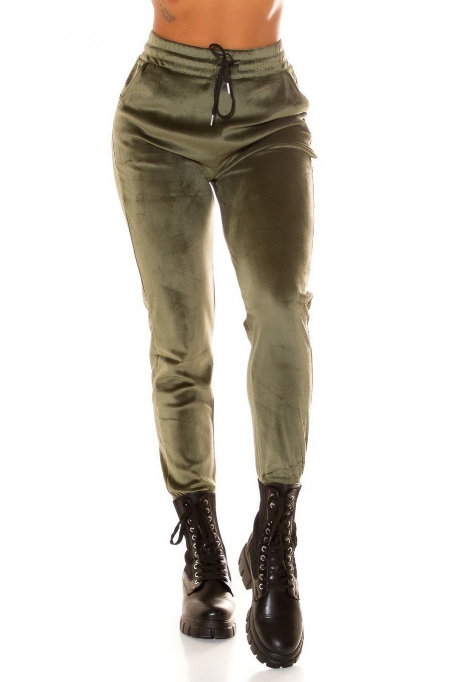 Pantaloni dama trening, kaki, plusati, jogger, Jill Pantaloni dama trening, kaki, plusati, jogger, Jill 1 - jojofashion.ro