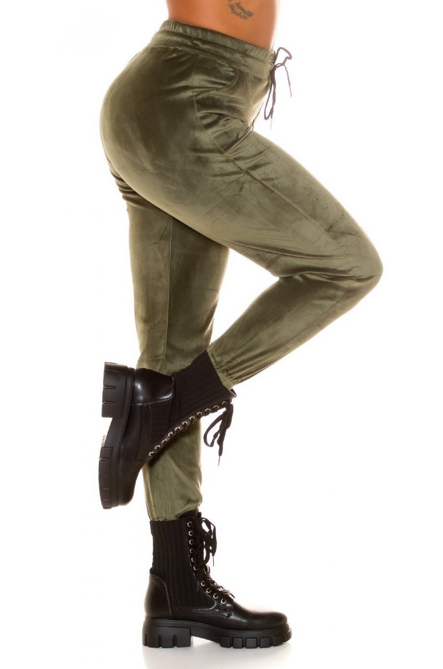 Pantaloni dama trening, kaki, plusati, jogger, Jill Pantaloni dama trening, kaki, plusati, jogger, Jill 2 - jojofashion.ro
