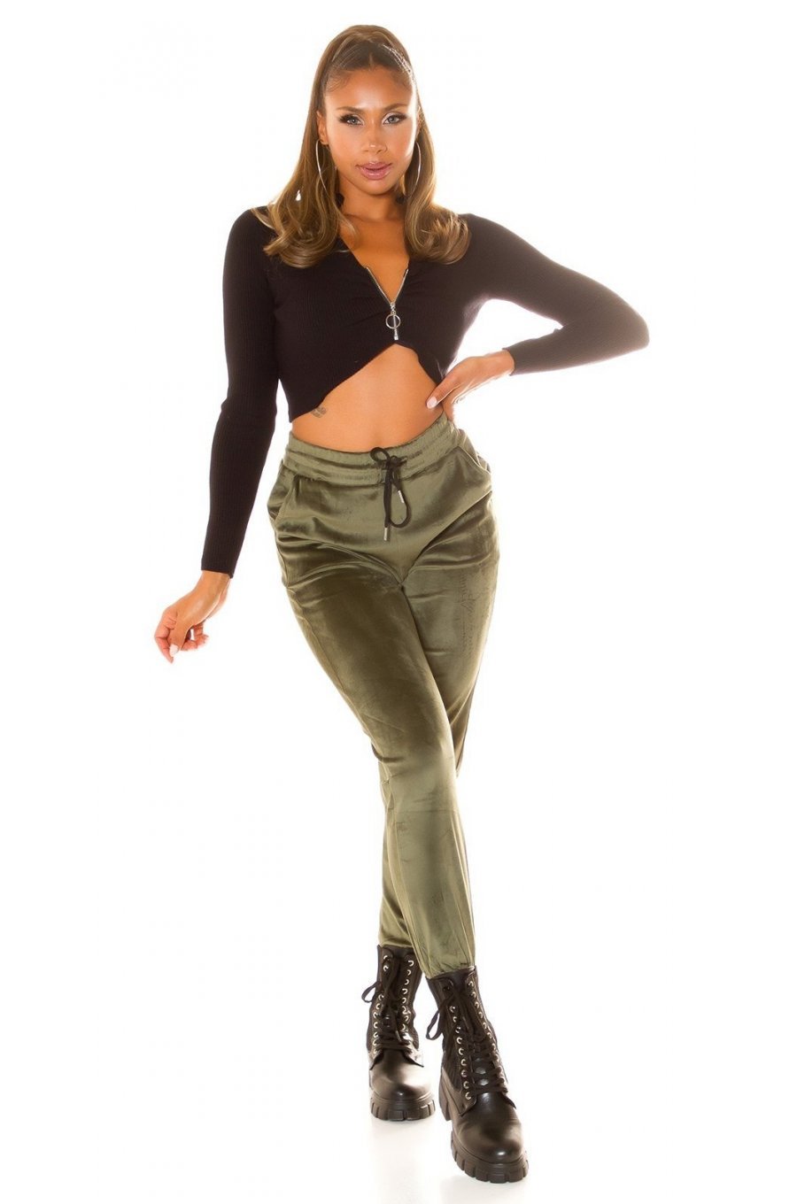 Pantaloni dama trening, kaki, plusati, jogger, Jill Pantaloni dama trening, kaki, plusati, jogger, Jill 5 - jojofashion.ro