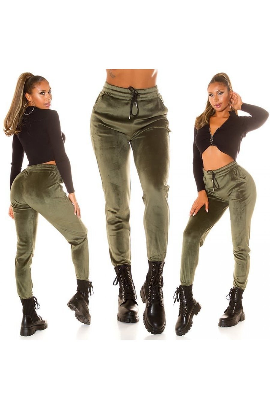 Pantaloni dama trening, kaki, plusati, jogger, Jill Pantaloni dama trening, kaki, plusati, jogger, Jill 8 - jojofashion.ro