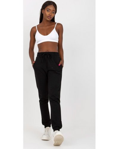 Pantaloni trening dama, Pantaloni dama trening, negri, din bumbac, Malinda - jojofashion.ro