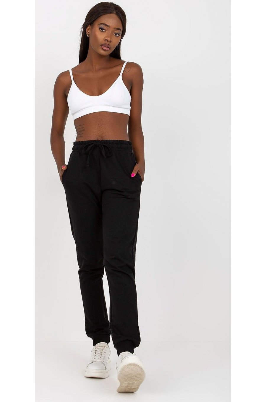 Pantaloni dama trening, negri, din bumbac, Malinda Pantaloni dama trening, negri, din bumbac, Malinda 2 - jojofashion.ro