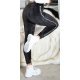 Pantaloni dama trening, negri, din catifea, cu dunga alba, Meribeth 2 - jojofashion.ro